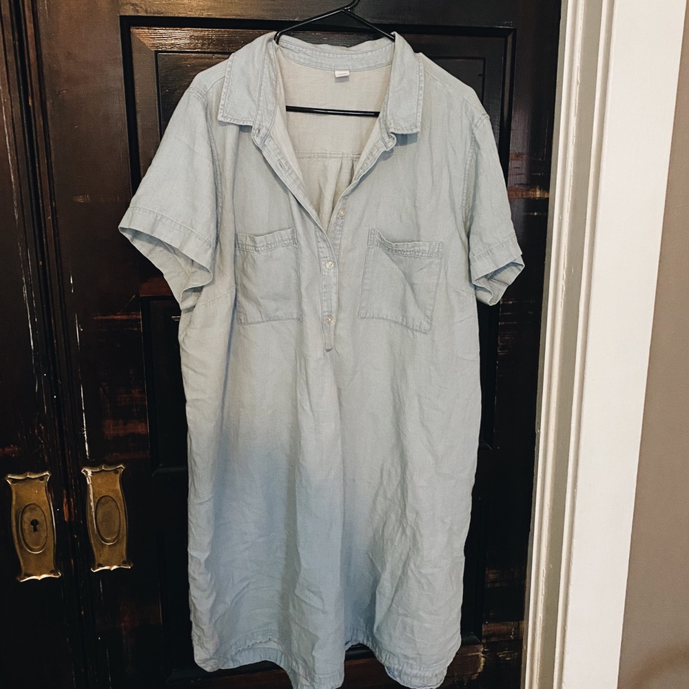 Denim collared tunic dress